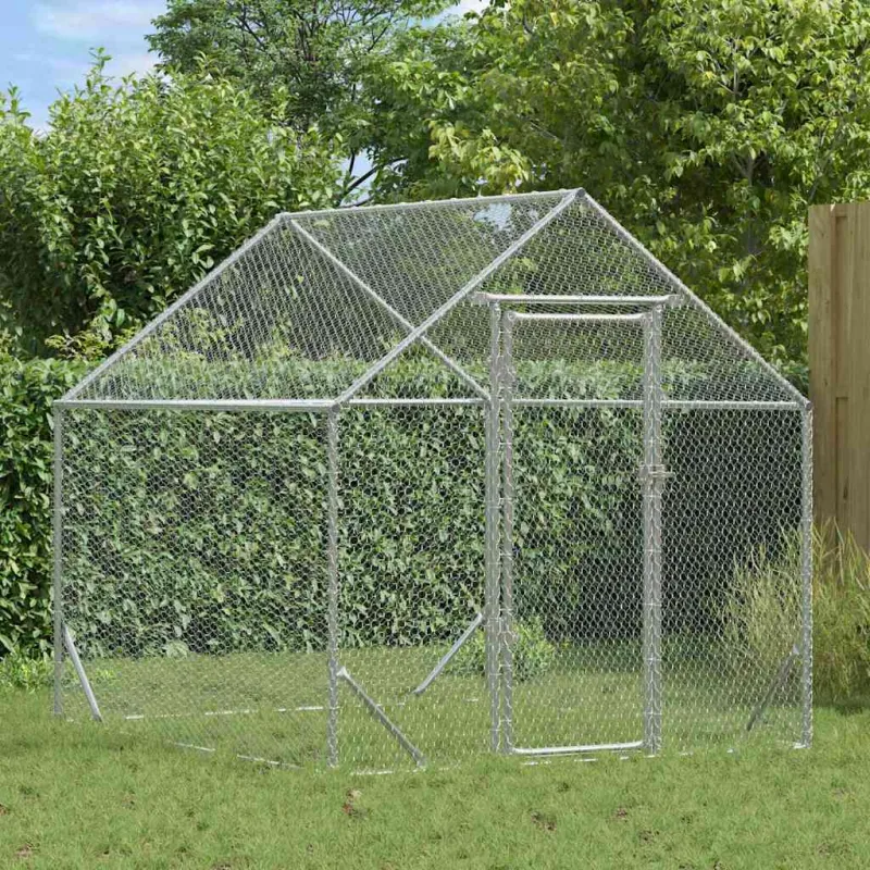Vištų narvas Sidabro 200 x 170 x 177 cm Cinkuota plienas