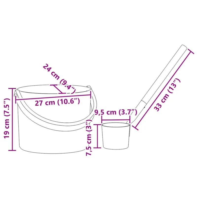 Saunos Priedų Rinkinys 2 pcs Juoda
