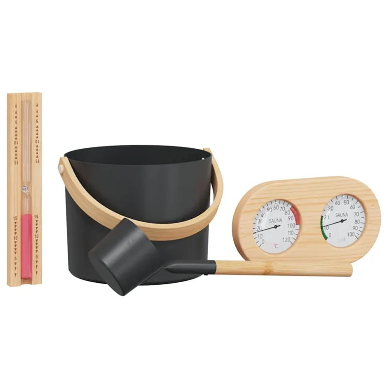 Saunos Priedų Rinkinys 4 pcs Juoda