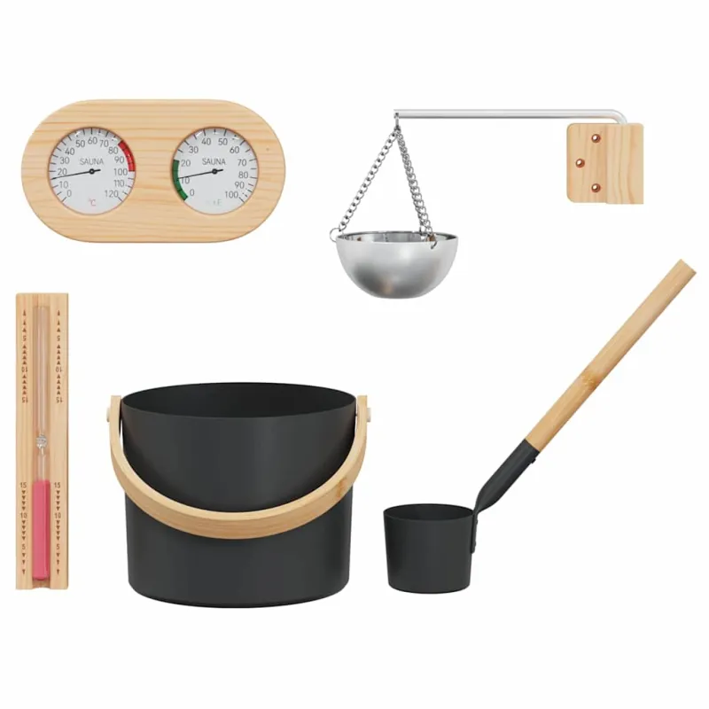 Saunos Priedų Rinkinys 5 pcs Juoda
