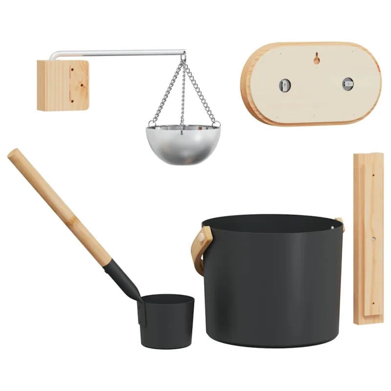 Saunos Priedų Rinkinys 5 pcs Juoda