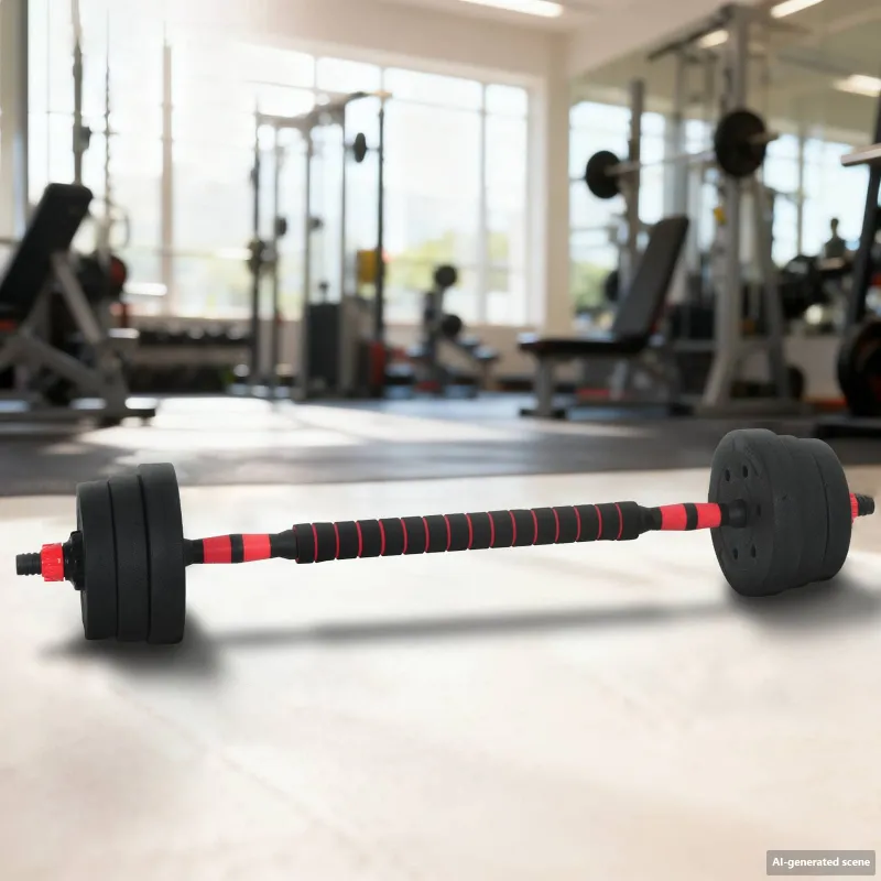 2-in-1 hantelių ir štangos rinkinys 20 kg Juoda ir raudona