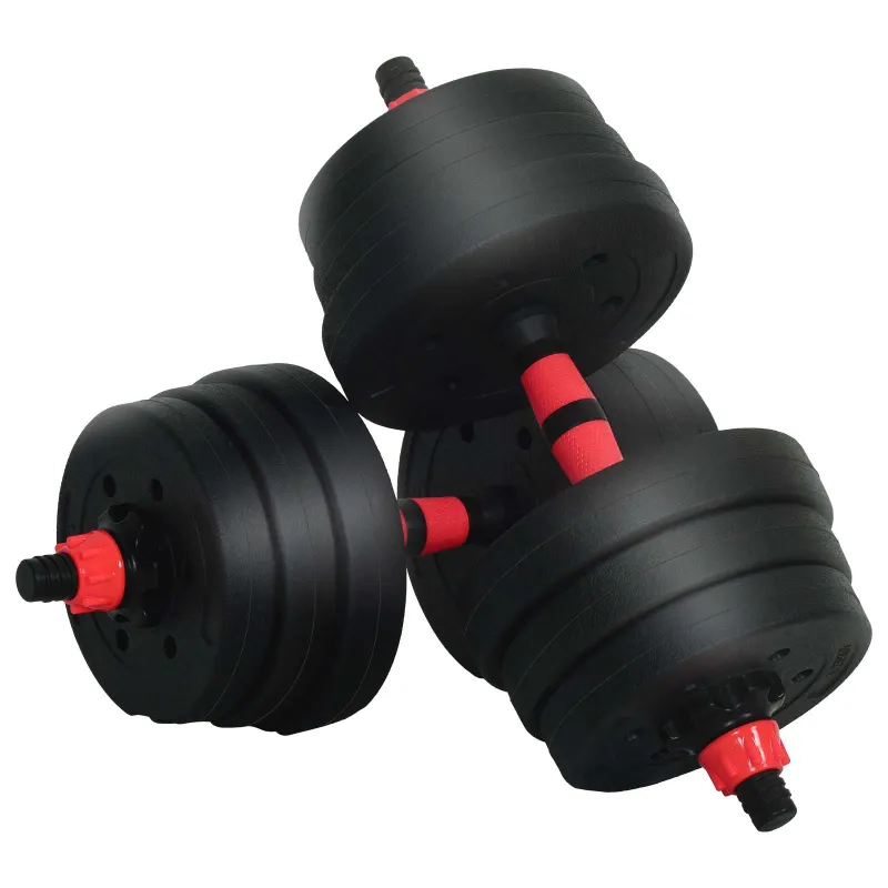 2-in-1 hantelių ir štangos rinkinys 20 kg Juoda ir raudona