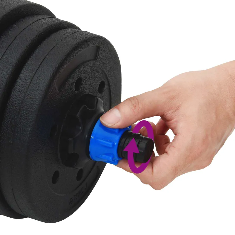 2-in-1 hantelių ir štangos rinkinys 20 kg Juoda ir mėlyna