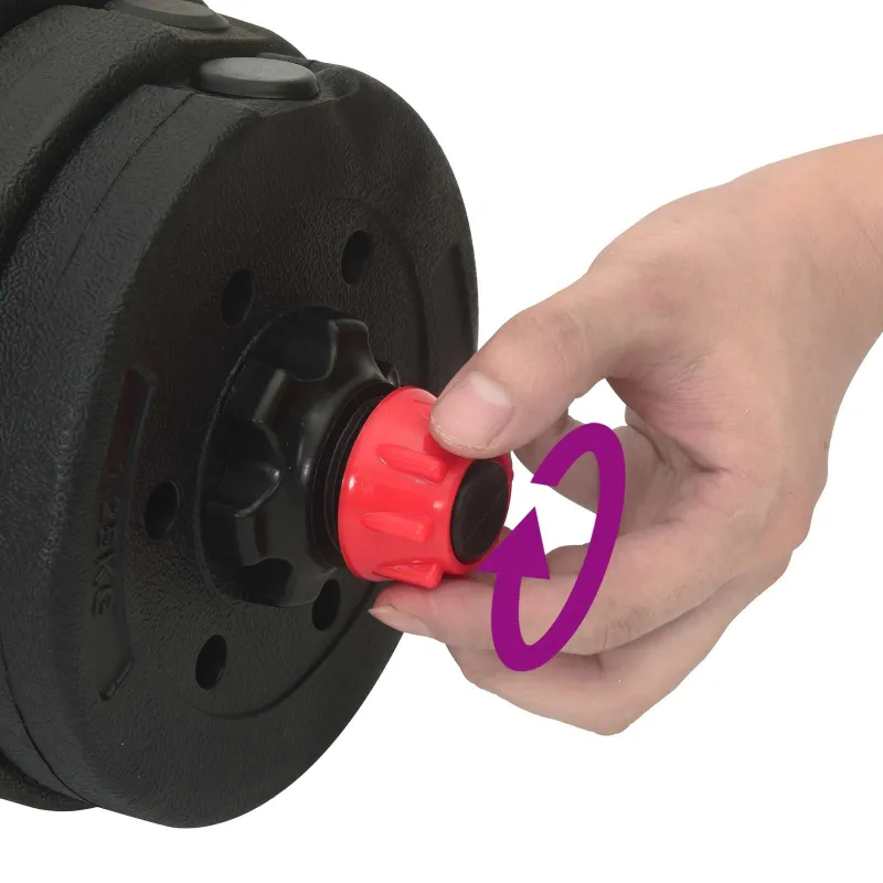 2-in-1 hantelių ir štangos rinkinys 30 kg Juoda ir raudona