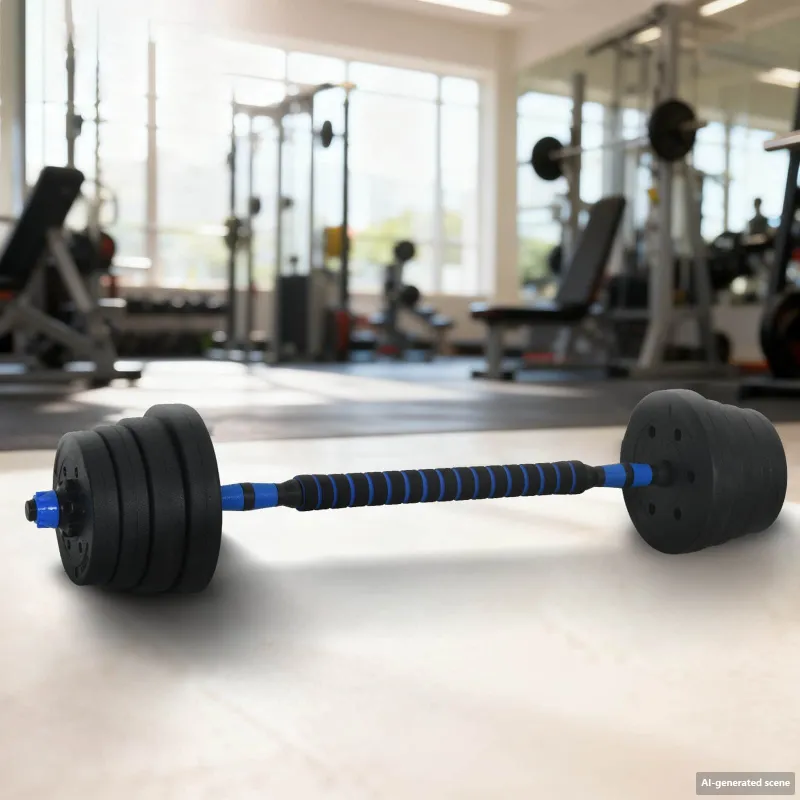 2-in-1 hantelių ir štangos rinkinys 30 kg Juoda ir mėlyna