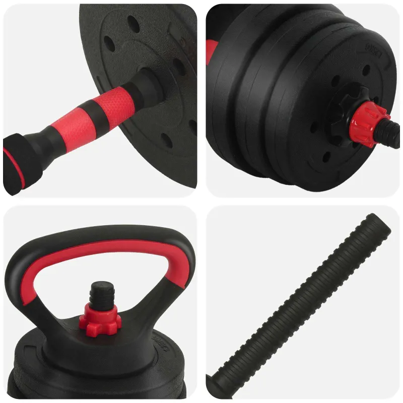 4-in-1 svorių rinkinys: hantelis, štanga, kestutis 20 kg