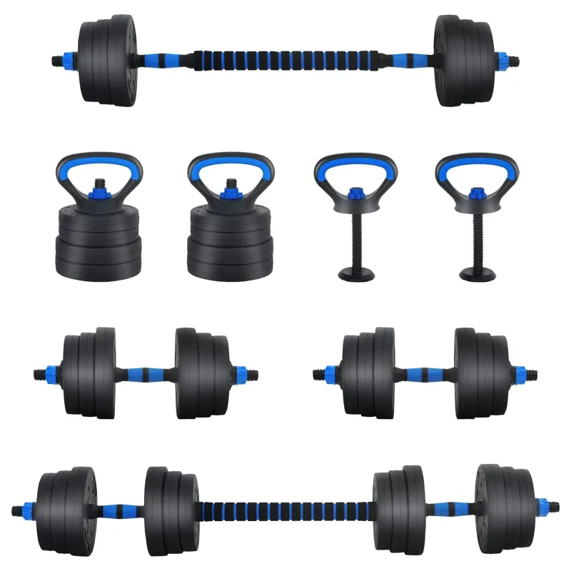 4-in-1 svorių rinkinys: hantelis, štanga, kestutis 20 kg