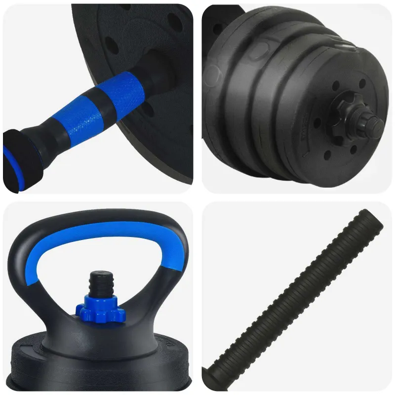 4-in-1 hantelių, štangos ir kettlebell rinkinys 30 kg