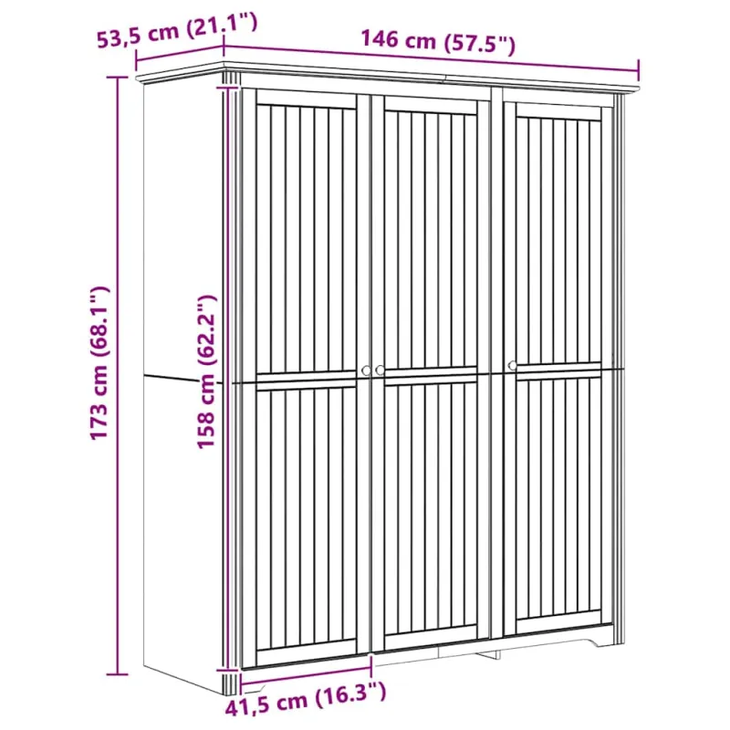 Spinta BODO Medus ruda 146 x 53,5 x 173 cm Apdirbta mediena