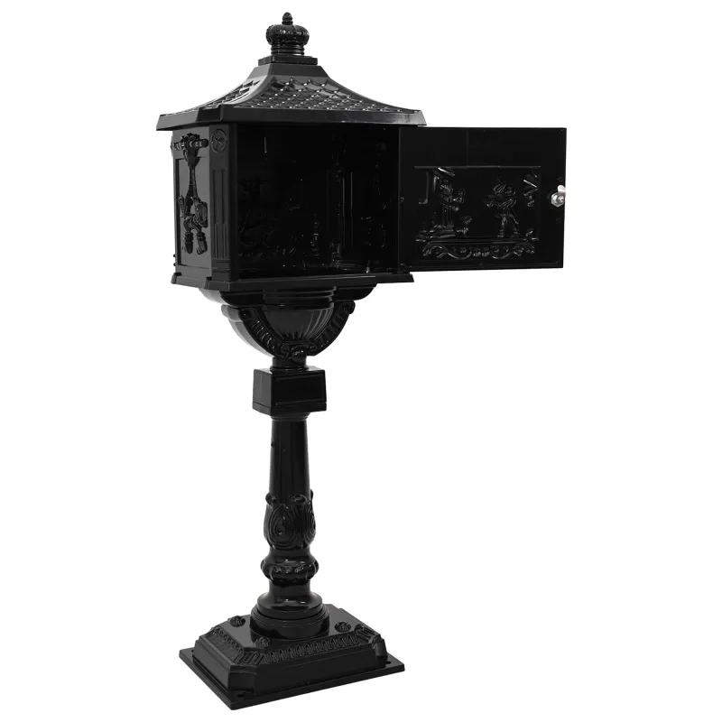 Stovinti pašto dėžutė su saugykla Juoda 42,5 x 29,5 x 117 cm