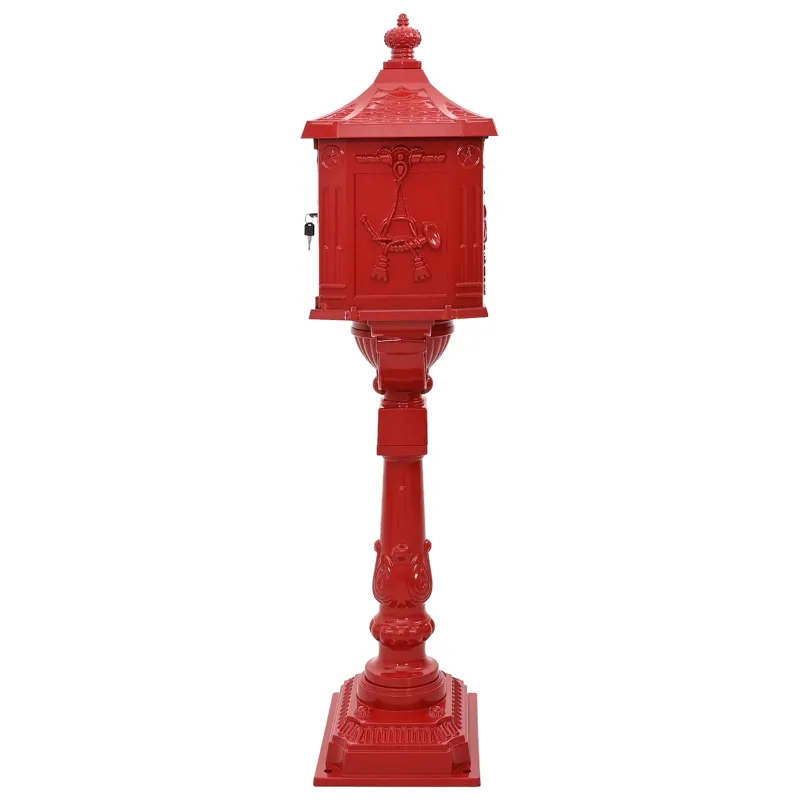 Stovinti pašto dėžutė su saugykla Raudona 42,5 x 29,5 x 117 cm