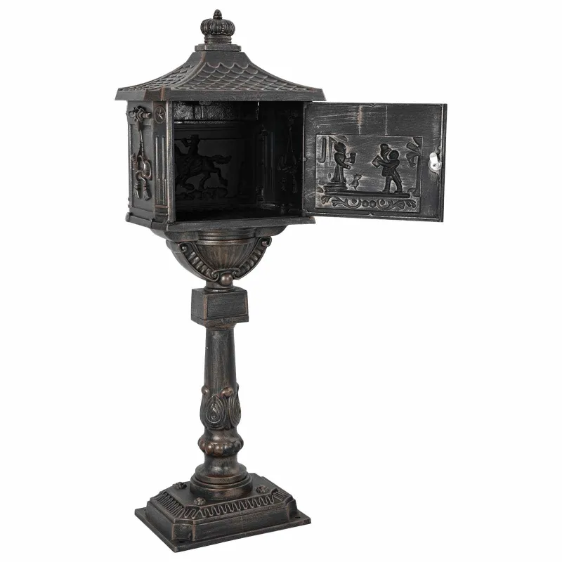 Stovinti pašto dėžutė su saugykla Bronzinė 42,5 x 29,5 x 117 cm