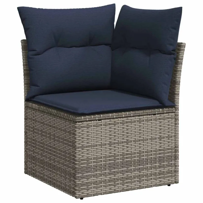 Sofos komplekti, 9 osaa, harmaa, polyrottinki, tyynyillä