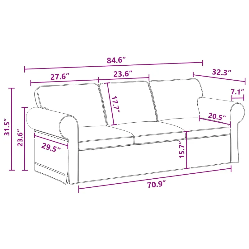 Sofa Tamsiai pilka 215 x 82 x 80 cm audinys