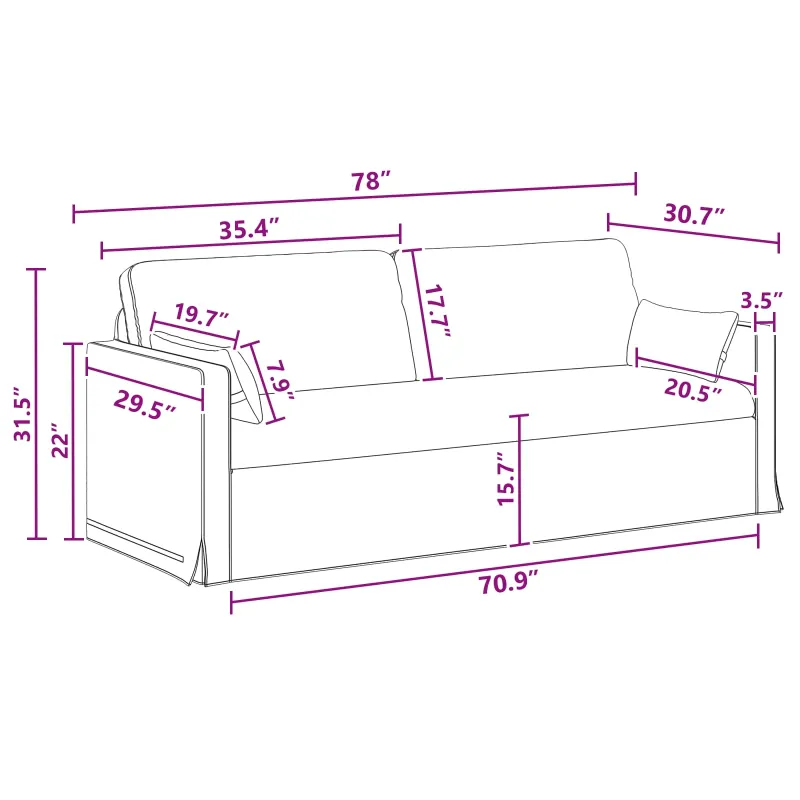 Sofa Tamsiai pilka 158 x 78 x 80 cm audinys