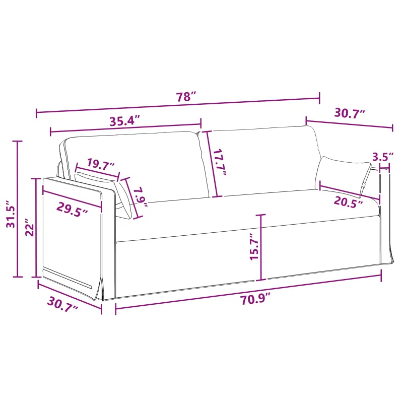 Sofa Tamsiai pilka 198 x 78 x 80 cm audinys