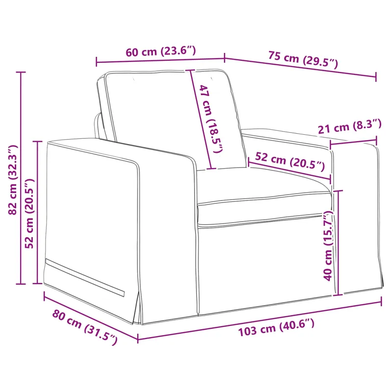 Sofa Tamsiai pilka 103 x 80 x 82 cm audinys