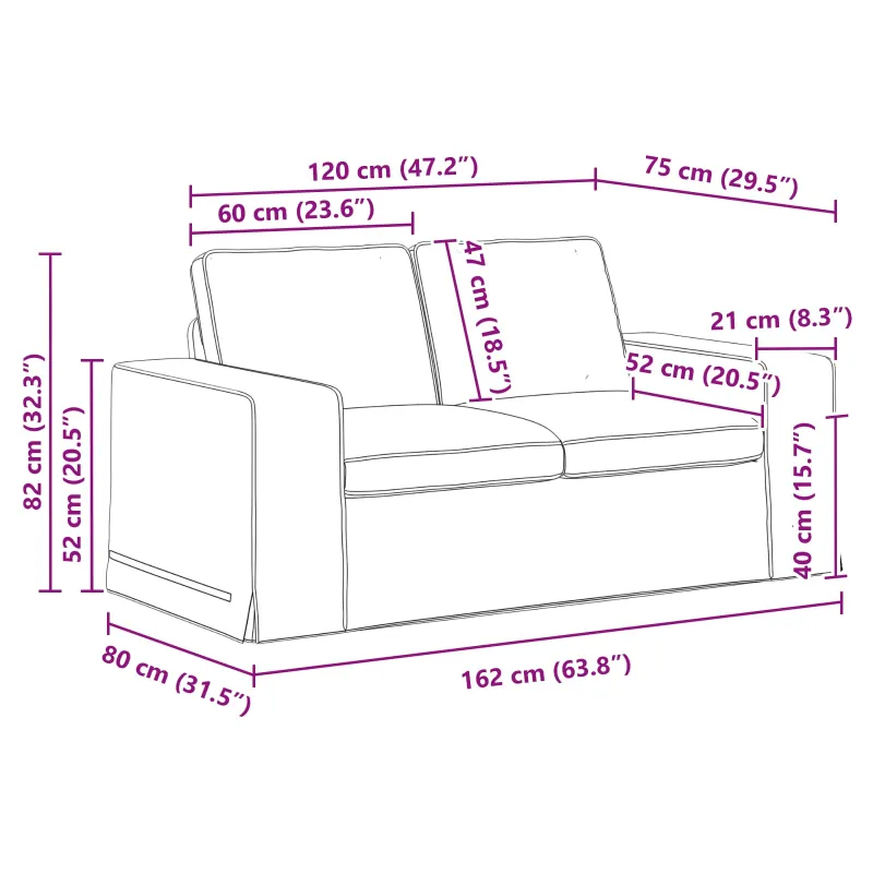 Sofa Mėlyna 162 x 80 x 82 cm audinys