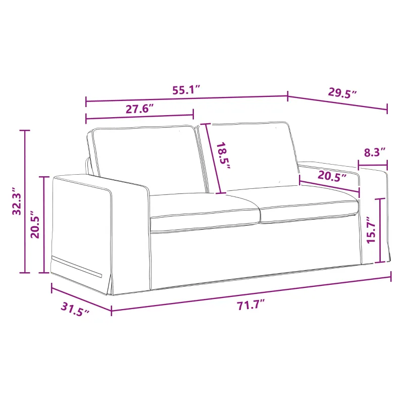 Sofa Tamsiai pilka 182 x 80 x 82 cm audinys