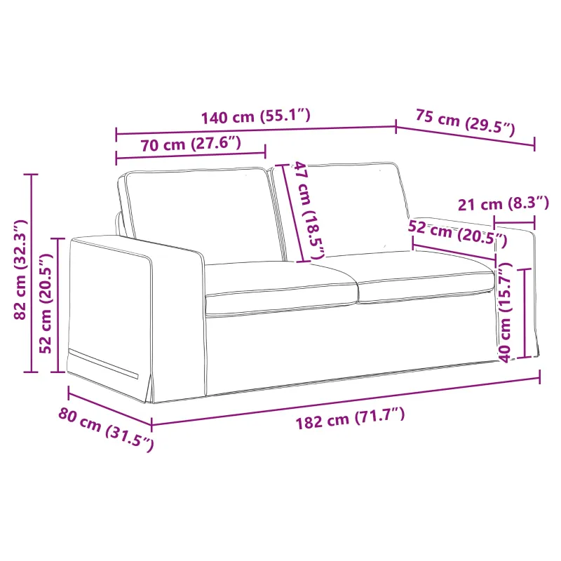 Sofa Kreminė 182 x 80 x 82 cm audinys