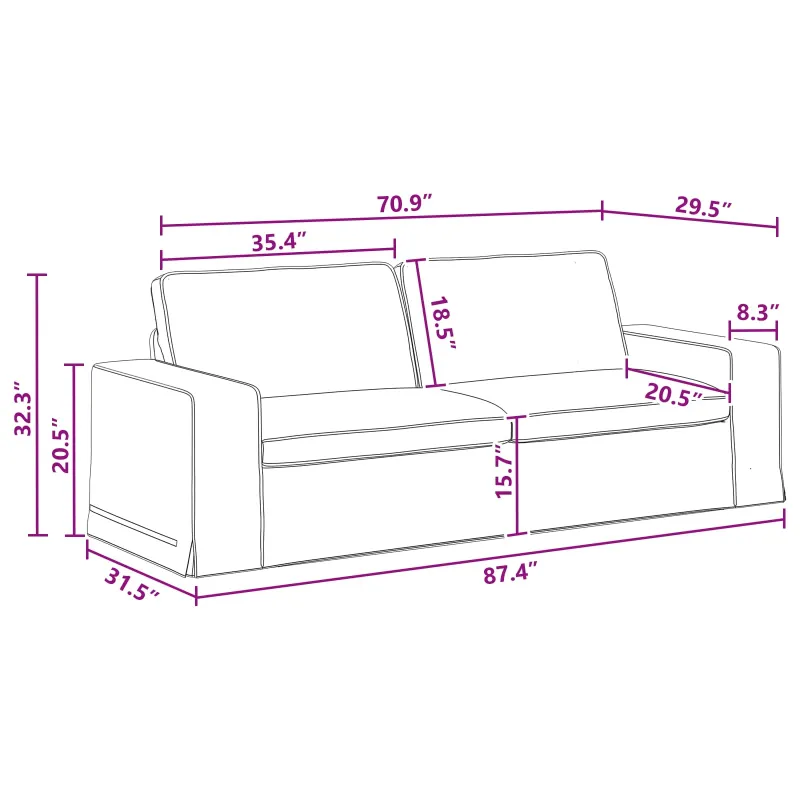 Sofa Tamsiai pilka 222 x 80 x 82 cm audinys