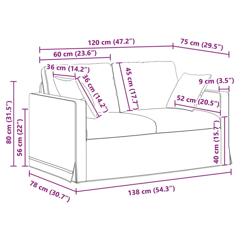 Sofa Juoda 138 x 78 x 80 cm Aksomas