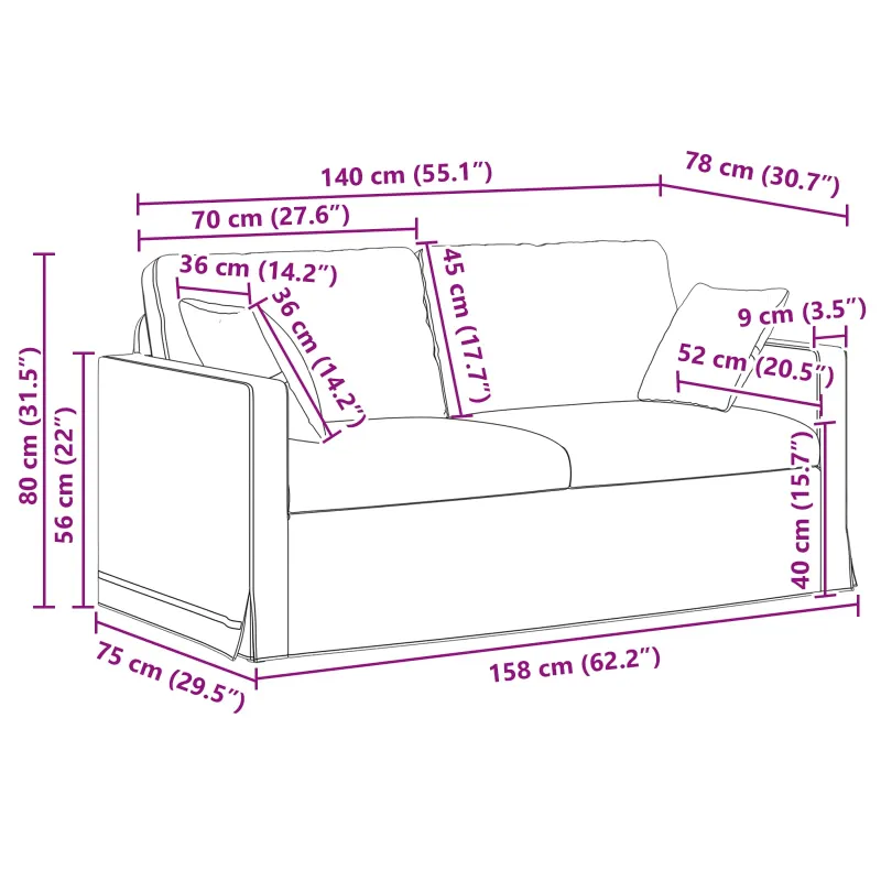 Sofa Šviesiai pilka 158 x 78 x 80 cm Aksomas