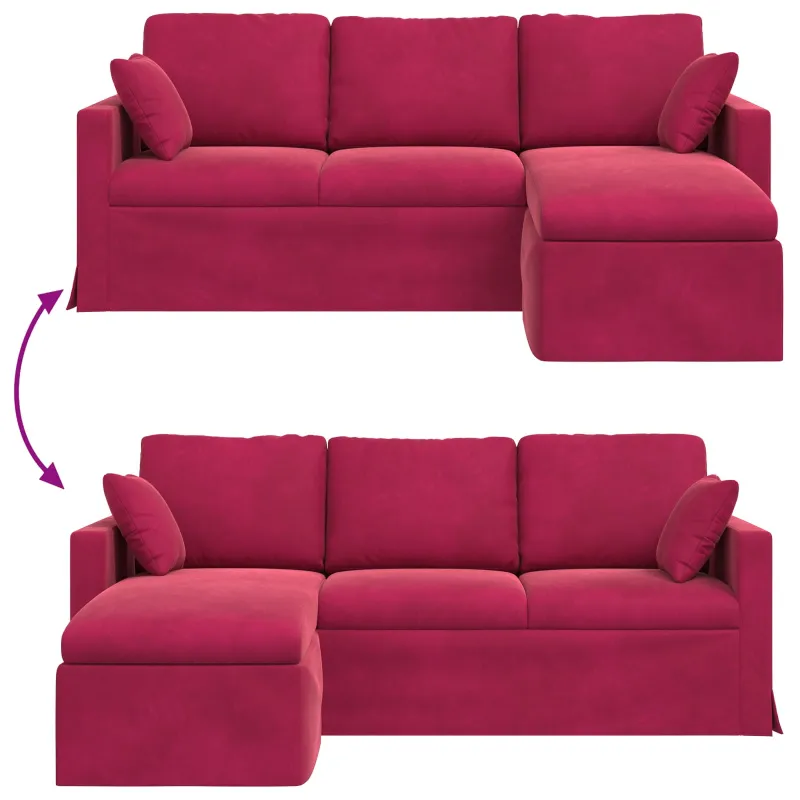 Sofa Vyno raudona 198 x 134 x 80 cm Aksomas