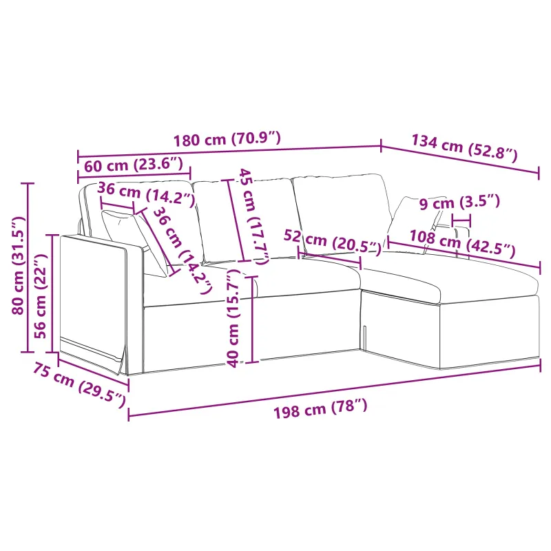 Sofa Mėlyna 198 x 134 x 80 cm Aksomas