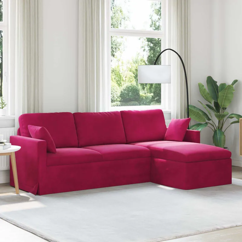 Sofa Vyno raudona 228 x 134 x 80 cm Aksomas