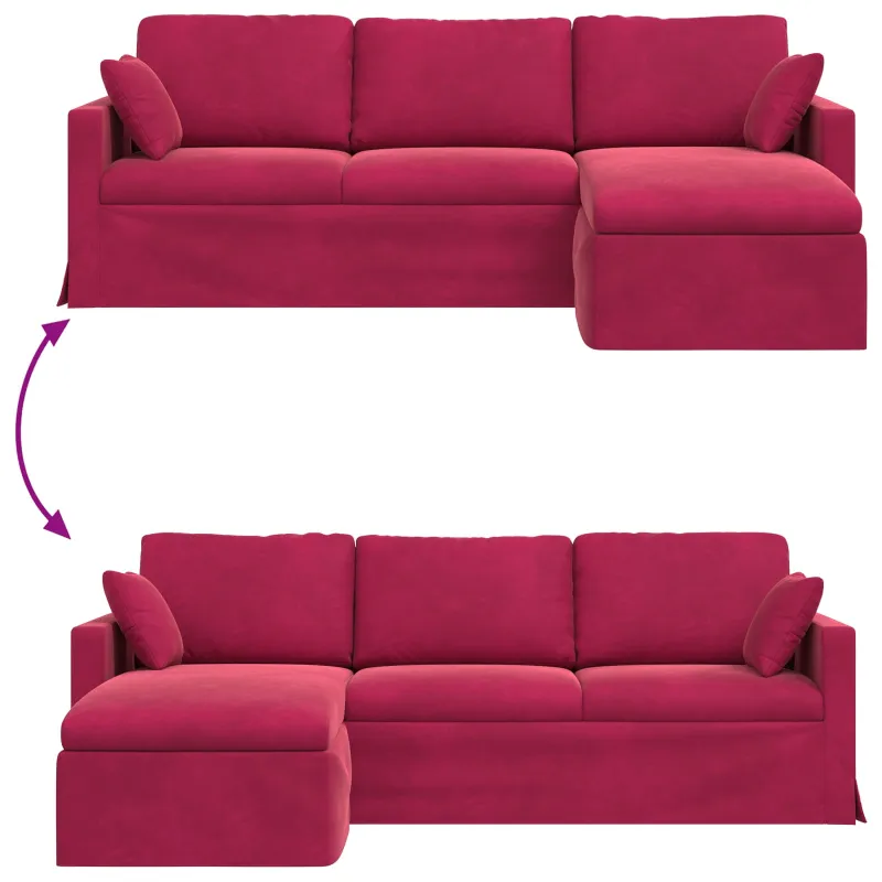 Sofa Vyno raudona 228 x 134 x 80 cm Aksomas