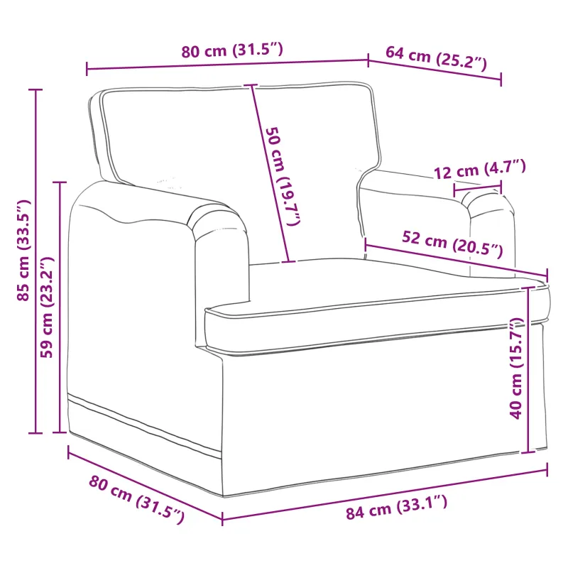 Sofa Šviesiai pilka 84 x 80 x 85 cm audinys