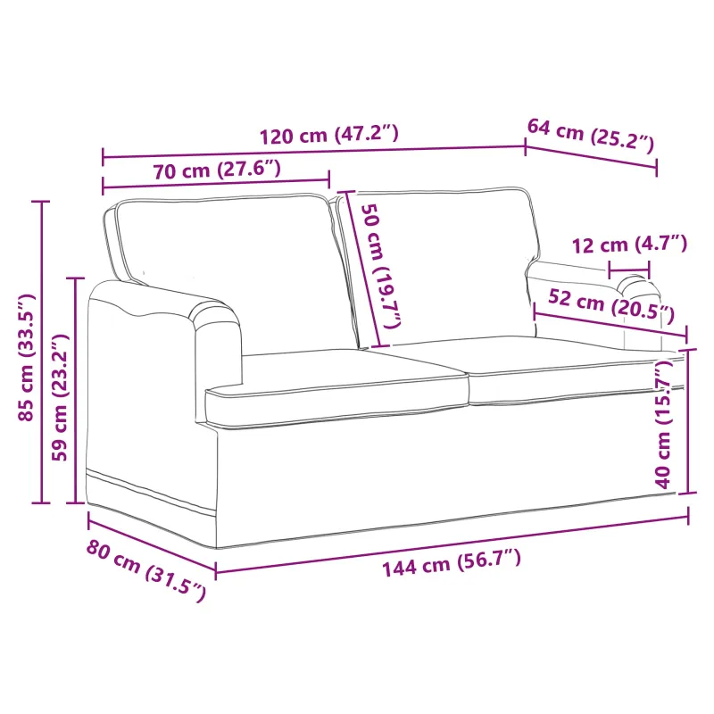 Sofa Kreminė 144 x 80 x 85 cm audinys