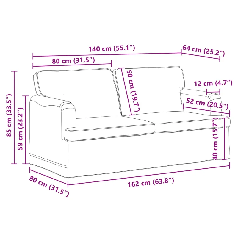Sofa Šviesiai pilka 162 x 80 x 85 cm audinys