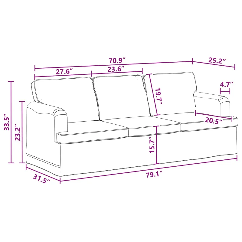Sofa Tamsiai pilka 201 x 80 x 85 cm audinys