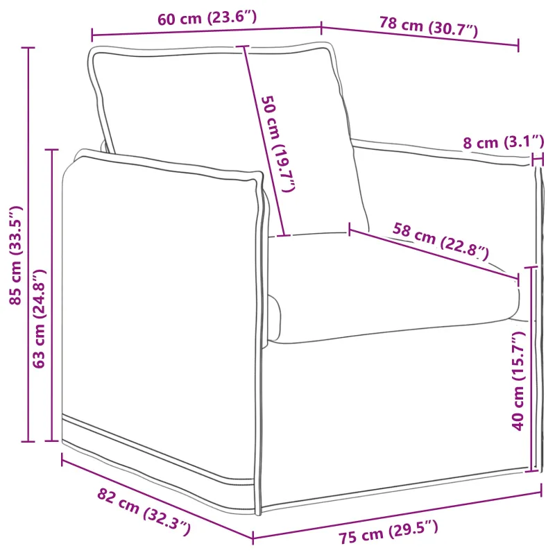 Sofa Šviesiai pilka 75 x 82 x 85 cm audinys