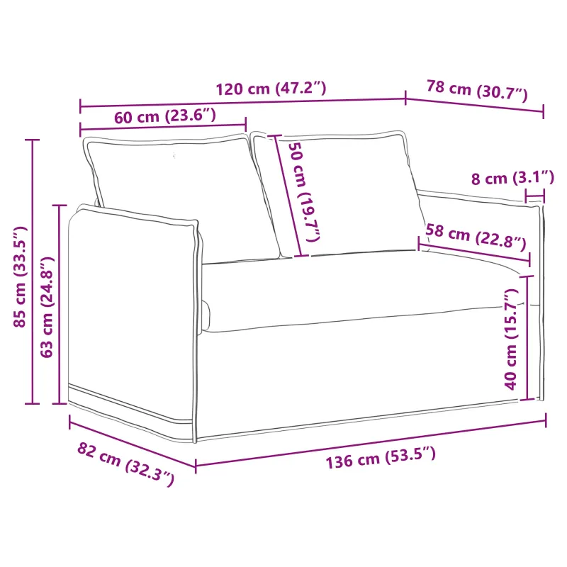 Sofa Šviesiai pilka 136 x 82 x 85 cm audinys