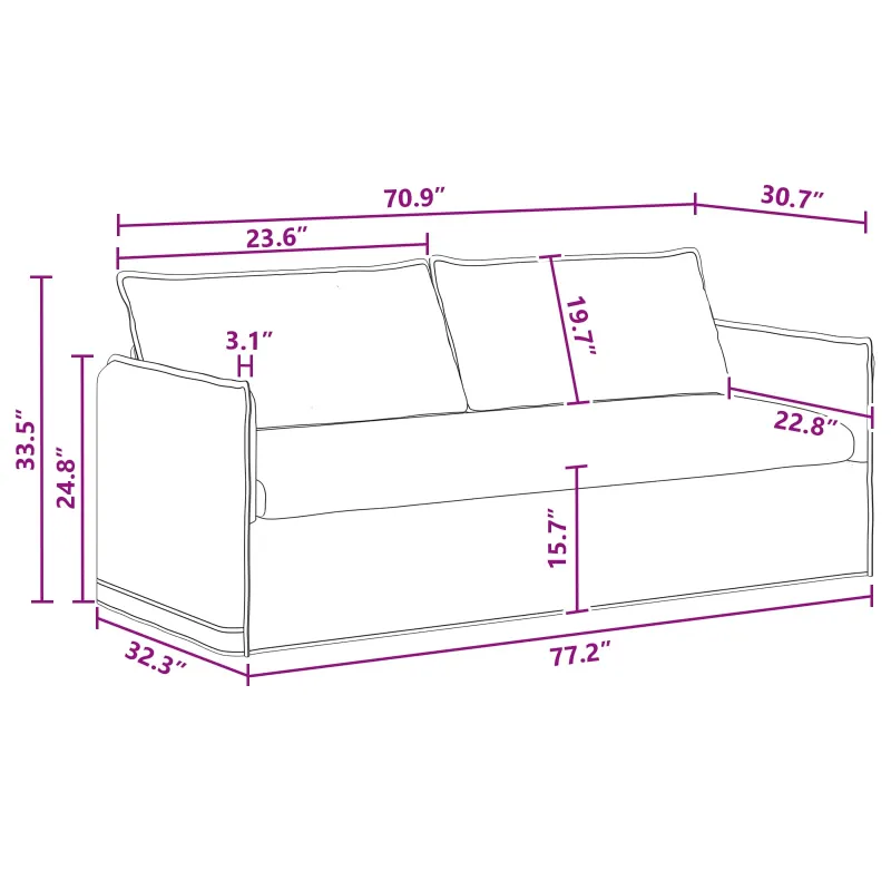Sofa Tamsiai pilka 196 x 82 x 85 cm audinys