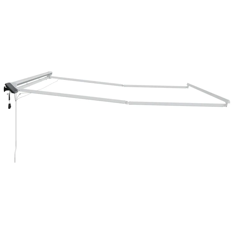 Rankinis markizės rėmas su LED Baltas 4 x 2 m Aliuminis