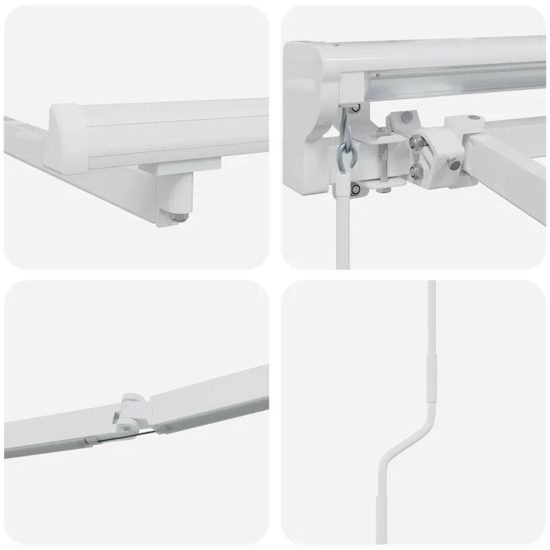 Rankinis markizės rėmas su LED Baltas 4,5 × 3,5 m Aliuminis