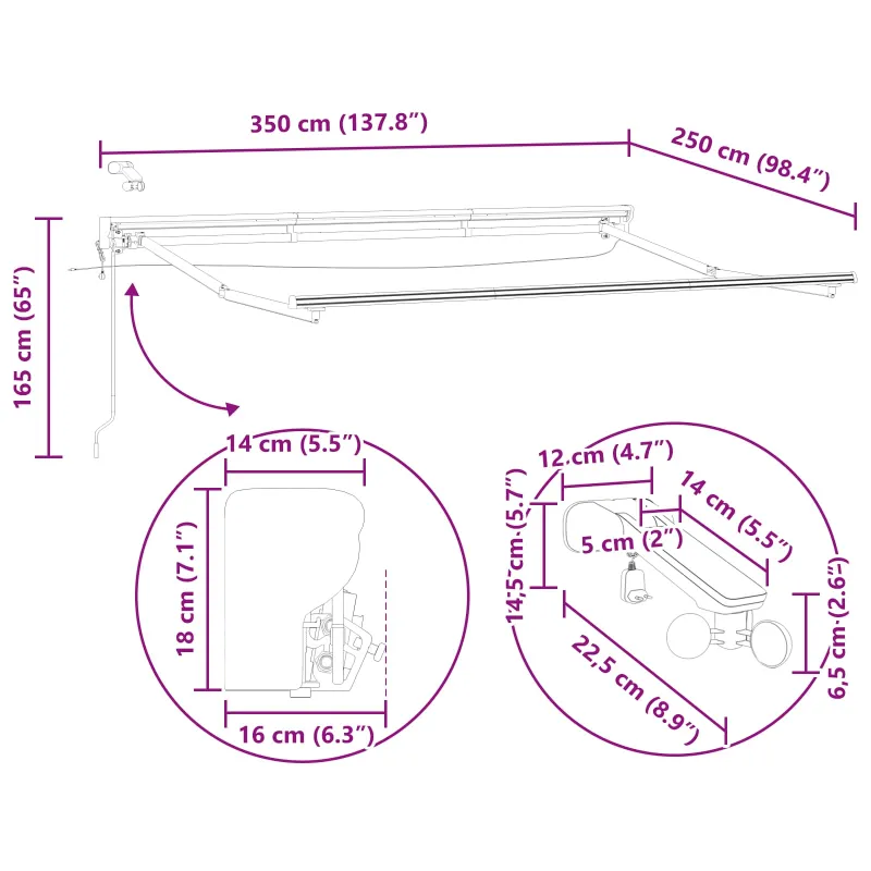 Elektrinė markizė su LED apšvietimu Antracitas 3,5 x 2,5 m