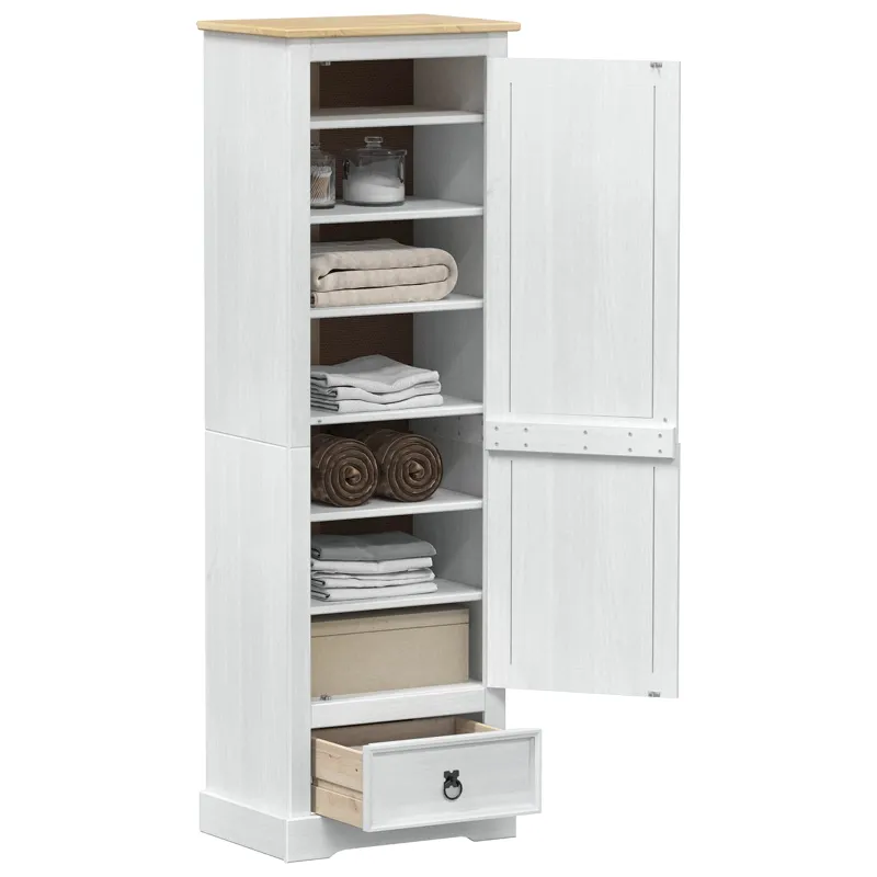 Spintos su stalčių Balta 55 x 38 x 170 cm Kietos pušies mediena