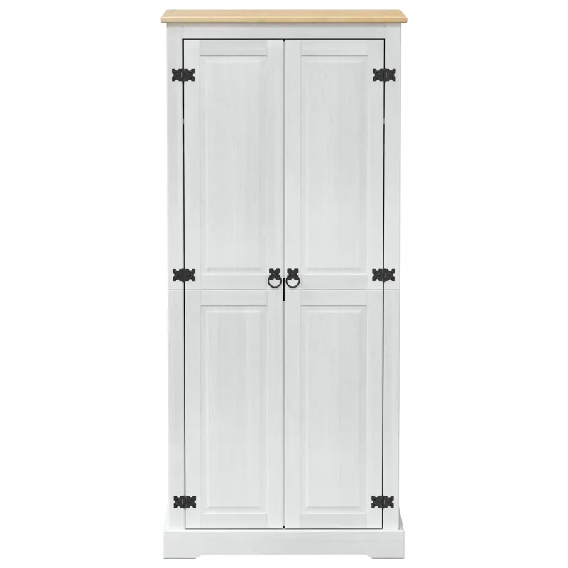 Spintos su lentyna Balta 76 x 50 x 170 cm Kietos pušies mediena