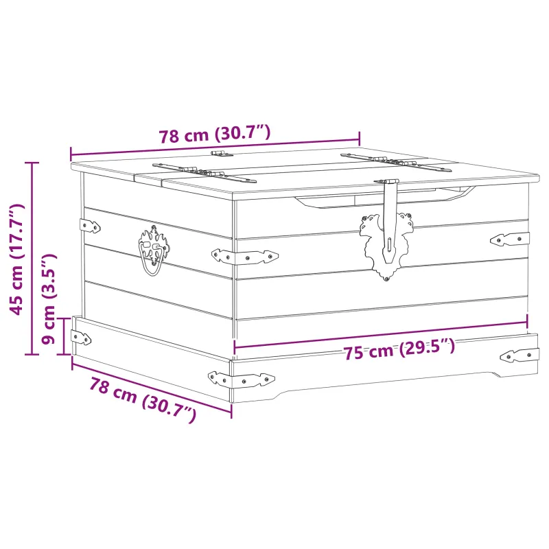 storage box Balta 78 x 78 x 45 cm Kietos pušies mediena