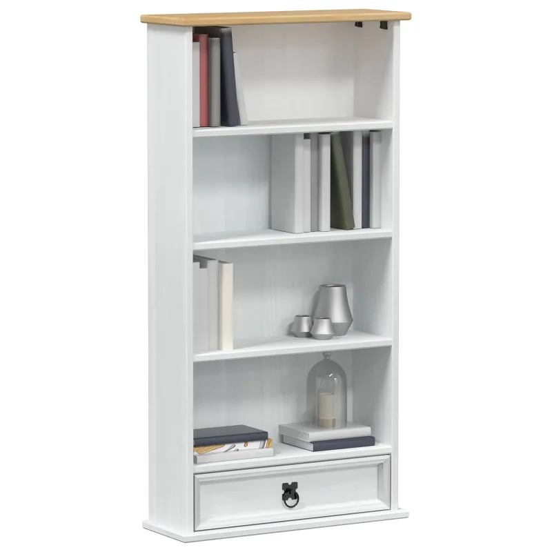 CD spintelė Balta 52 x 17.5 x 103 cm Kietos pušies mediena