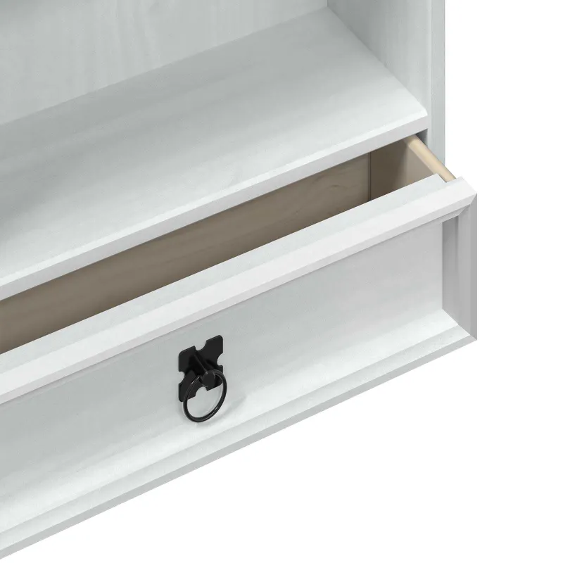 CD spintelė Balta 52 x 17.5 x 103 cm Kietos pušies mediena