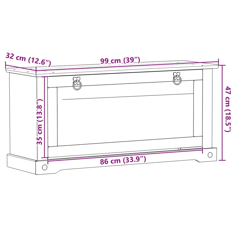 Batu skrynia Corona Balta 99 x 32 x 49 cm Kietos pušies mediena