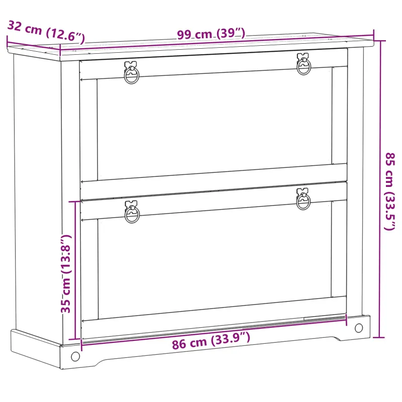 Batu skrynia Corona Balta 99 x 32 x 85 cm Kietos pušies mediena