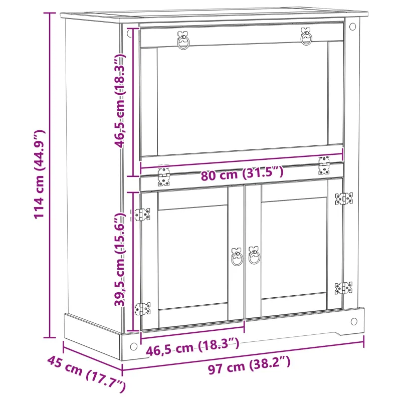 Vyno spinta Balta 97 x 45 x 114 cm Kietos pušies mediena